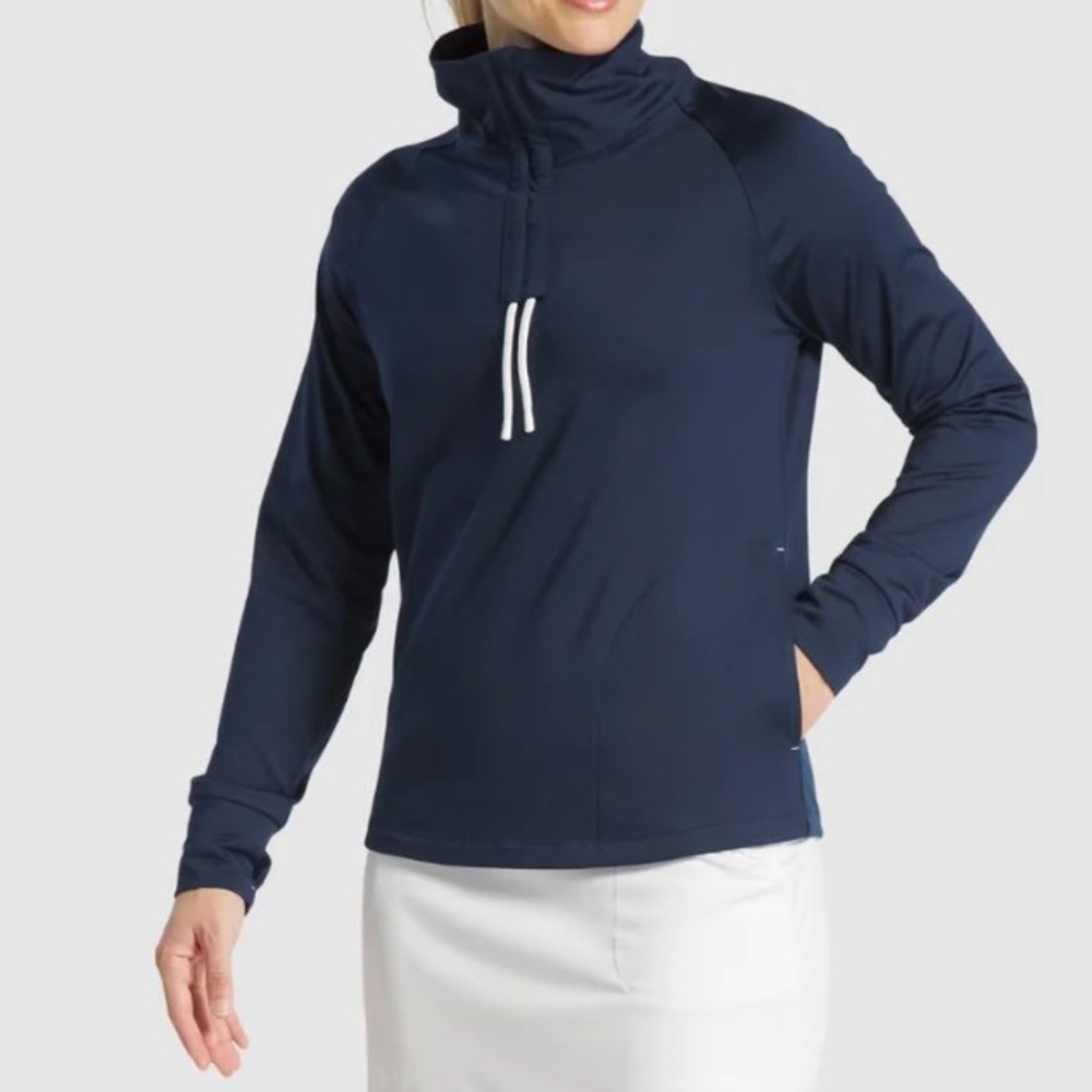 FootJoy Funnel Collar Pullover NWT Women’s Medium Navy Blue Golf Active Tennis